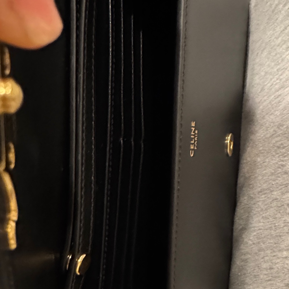 Celine WOC Triomphe wallet on chain Margo blk leather crossbody clutch purse bag - Picture 13 of 15